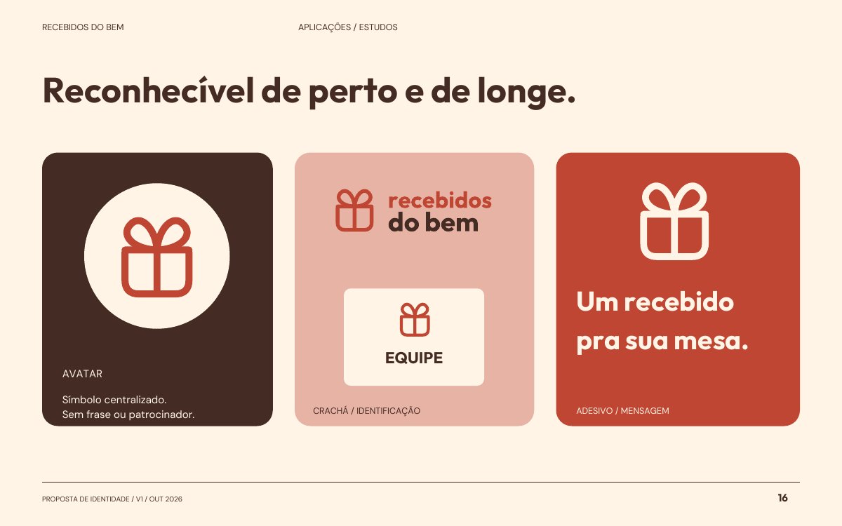 Estudos de avatar, crachá e adesivo da marca
